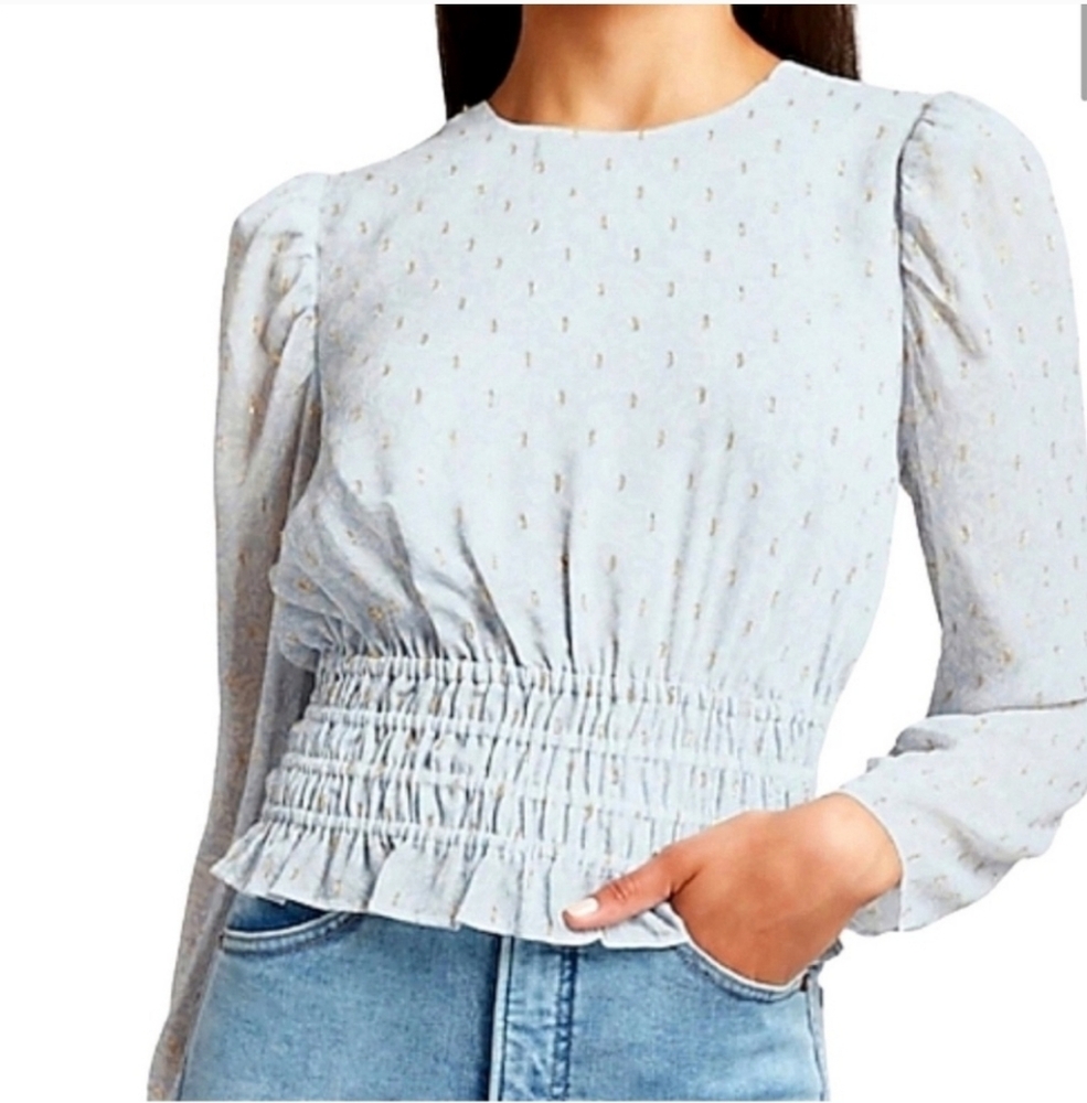 Express Metallic Floral Flocked Waist Top M